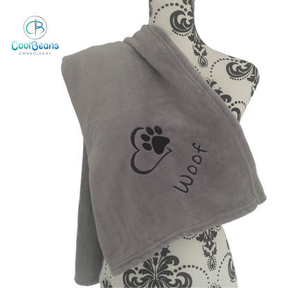 Pet Fleece Blanket - Heart & Paw - Personalised in Corner Cool Beans Embroidery & Personalisation ScentiMelti Wax Melts