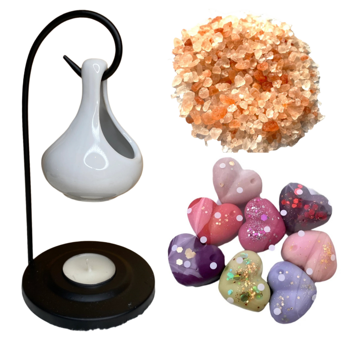 Diana White Hanging Teardrop Wax Melt Oil Burner with Black Stand | Ideal Gift