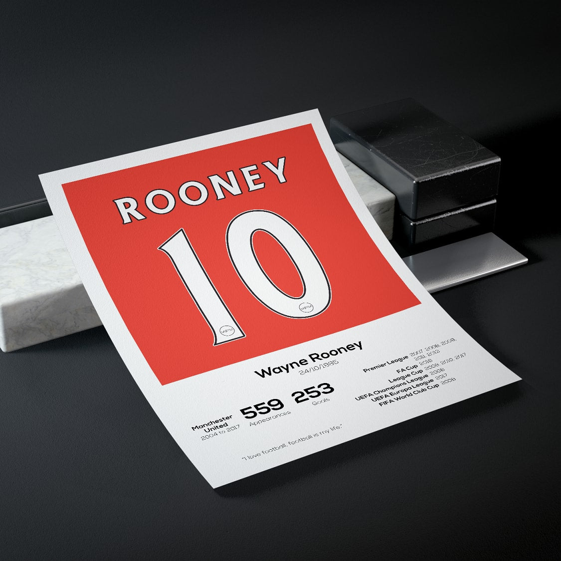 Wayne Rooney Manchester United Legend Stats Print MOTM Football ScentiMelti Wax Melts