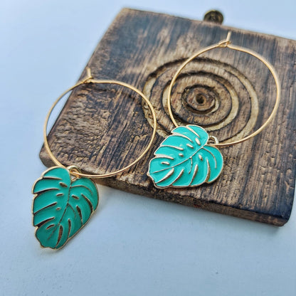 Tropical Leaf Charm Dangle Dainty Floral Huggie Tree Leaf Hoop Earrings The Colourful Aura ScentiMelti Wax Melts