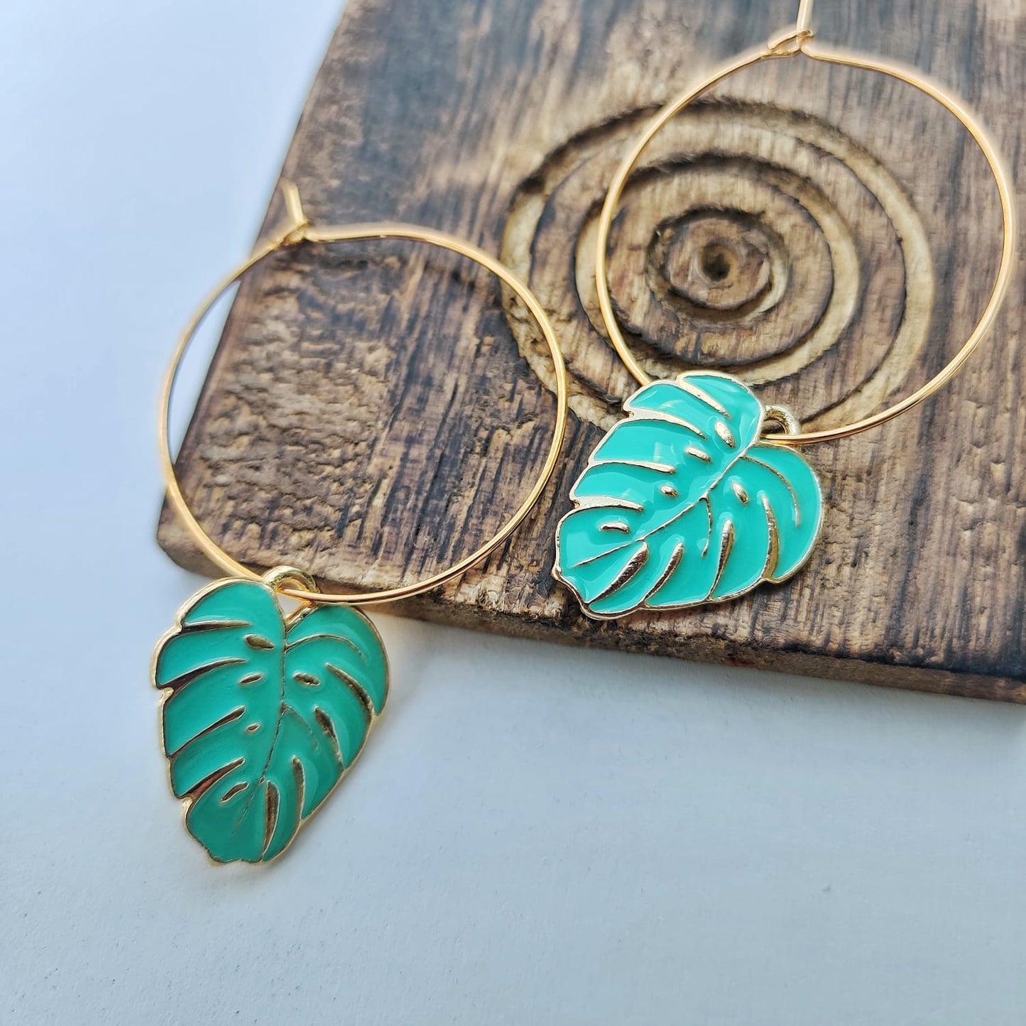 Tropical Leaf Charm Dangle Dainty Floral Huggie Tree Leaf Hoop Earrings The Colourful Aura ScentiMelti Wax Melts