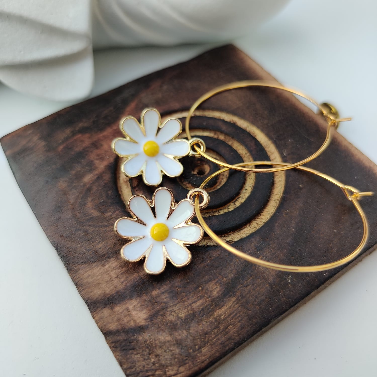 Yellow Sunflower Charm Floral Dainty Dangle Colourful Boho Hoop Earring The Colourful Aura ScentiMelti Wax Melts