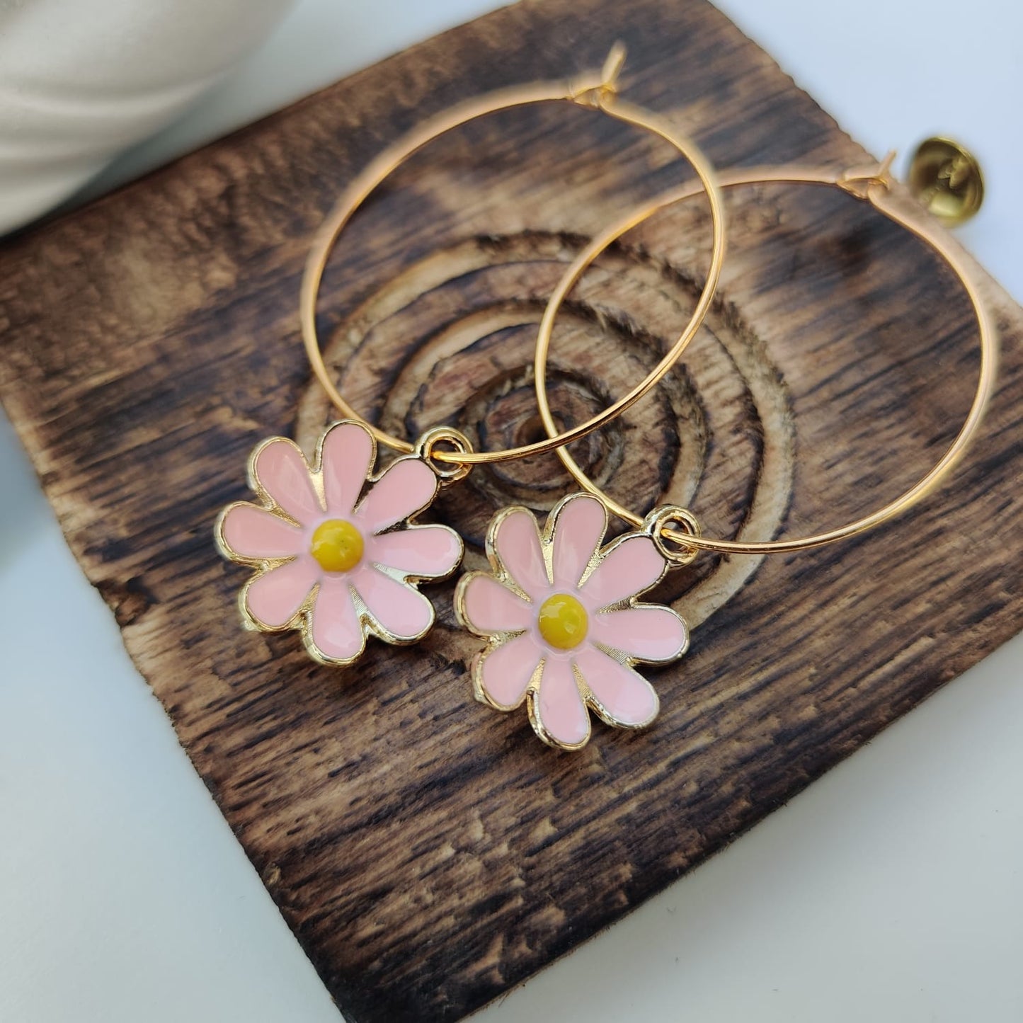 Yellow Sunflower Charm Floral Dainty Dangle Colourful Boho Hoop Earring The Colourful Aura ScentiMelti Wax Melts