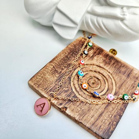 Personalized Multicolour Turkish Boho Evil Eye Necklace Initial Choker Necklace - ScentiMelti Home Fragrance, Beauty & Gifts UK