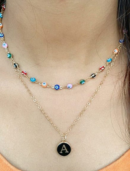 Personalized Multicolour Turkish Boho Evil Eye Necklace Initial Choker Necklace - ScentiMelti Home Fragrance, Beauty & Gifts UK