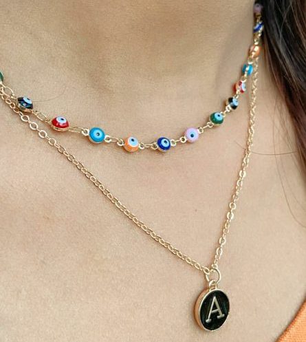 Personalized Multicolour Turkish Boho Evil Eye Necklace Initial Choker Necklace - ScentiMelti Home Fragrance, Beauty & Gifts UK