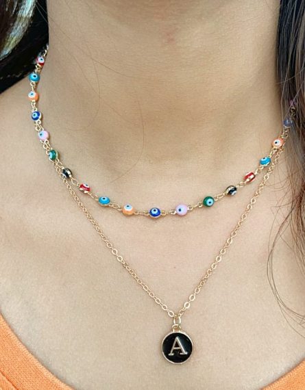 Personalized Multicolour Turkish Boho Evil Eye Necklace Initial Choker Necklace - ScentiMelti Home Fragrance, Beauty & Gifts UK