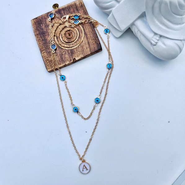 Personalised Two Layer Evil Eye Necklace Initial Turkish Boho Choker Necklace - ScentiMelti Home Fragrance, Beauty & Gifts UK