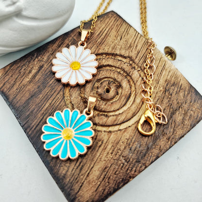 Colourful Blue Sunflower  Indie Boho Daisy Floral Charms Choker Summer Necklace - ScentiMelti Home Fragrance, Beauty & Gifts UK