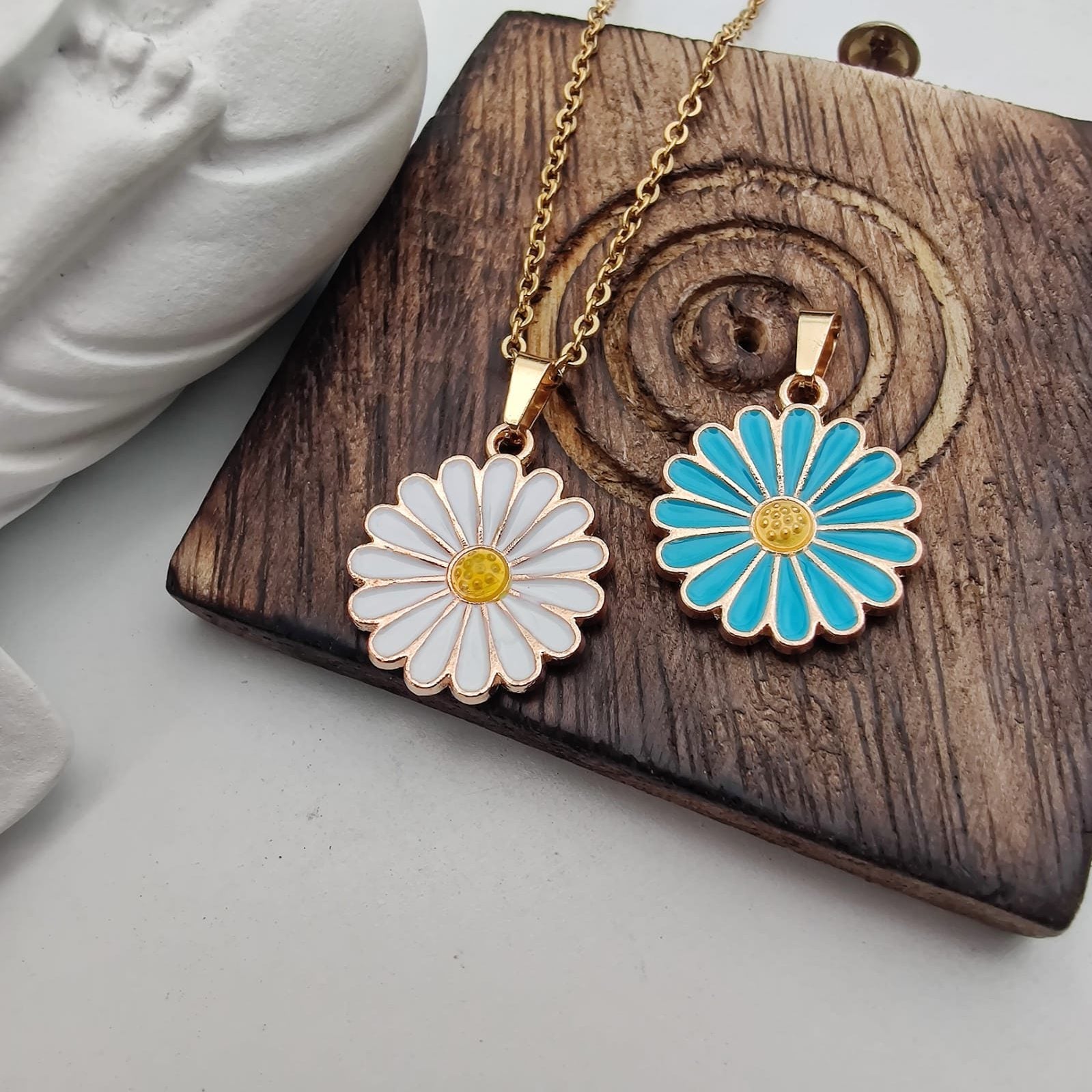 Colourful Blue Sunflower  Indie Boho Daisy Floral Charms Choker Summer Necklace - ScentiMelti Home Fragrance, Beauty & Gifts UK