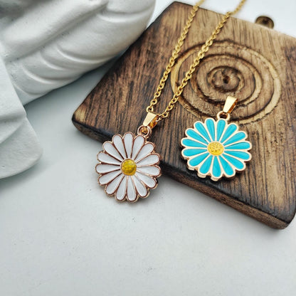 Colourful Blue Sunflower  Indie Boho Daisy Floral Charms Choker Summer Necklace - ScentiMelti Home Fragrance, Beauty & Gifts UK