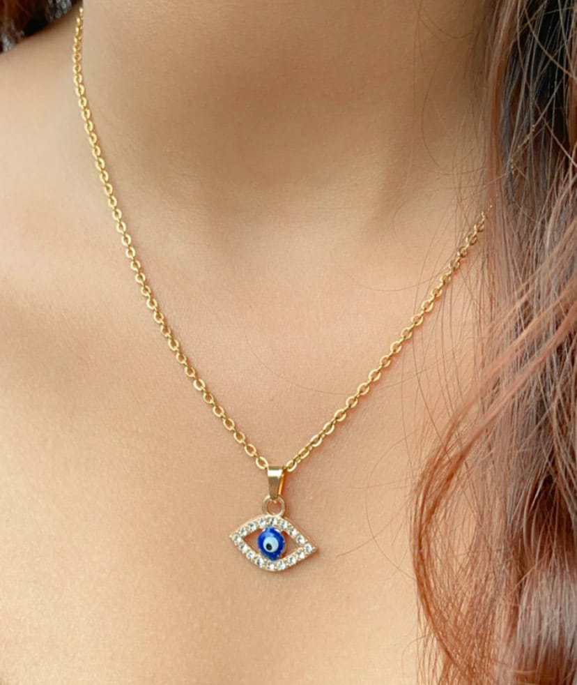 Evil Eye Zircon Minimalist Adjustable Turkish Boho Charm Protection Choker - ScentiMelti Home Fragrance, Beauty & Gifts UK