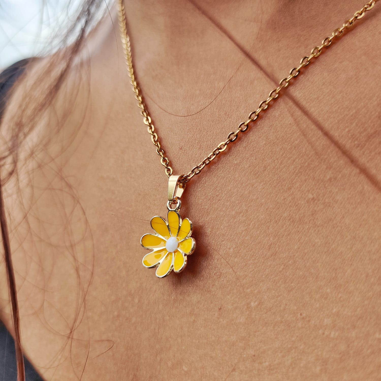 Colourful Yellow Indie Boho Daisy Floral Sunflower Charms Summer Necklace - ScentiMelti Home Fragrance, Beauty & Gifts UK