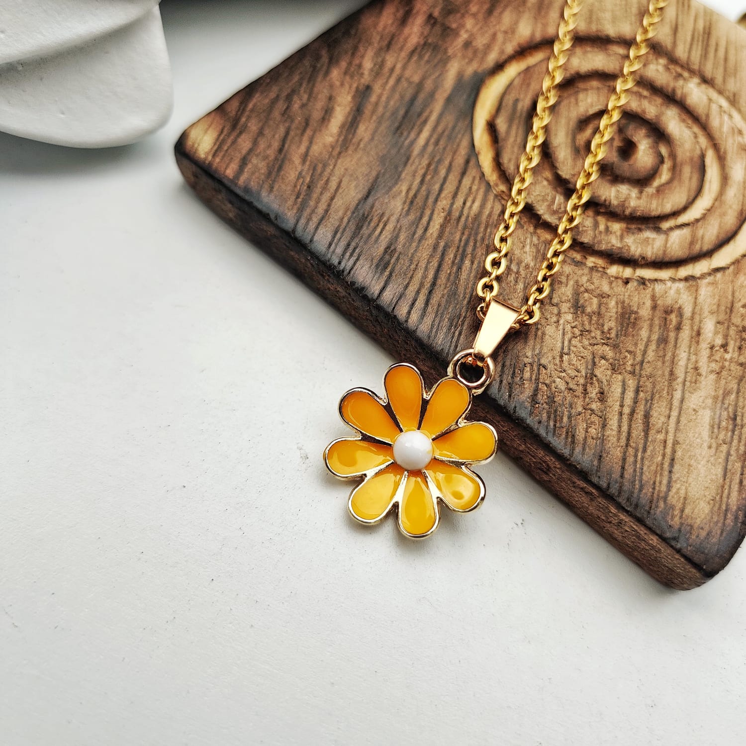 Colourful Yellow Indie Boho Daisy Floral Sunflower Charms Summer Necklace - ScentiMelti Home Fragrance, Beauty & Gifts UK