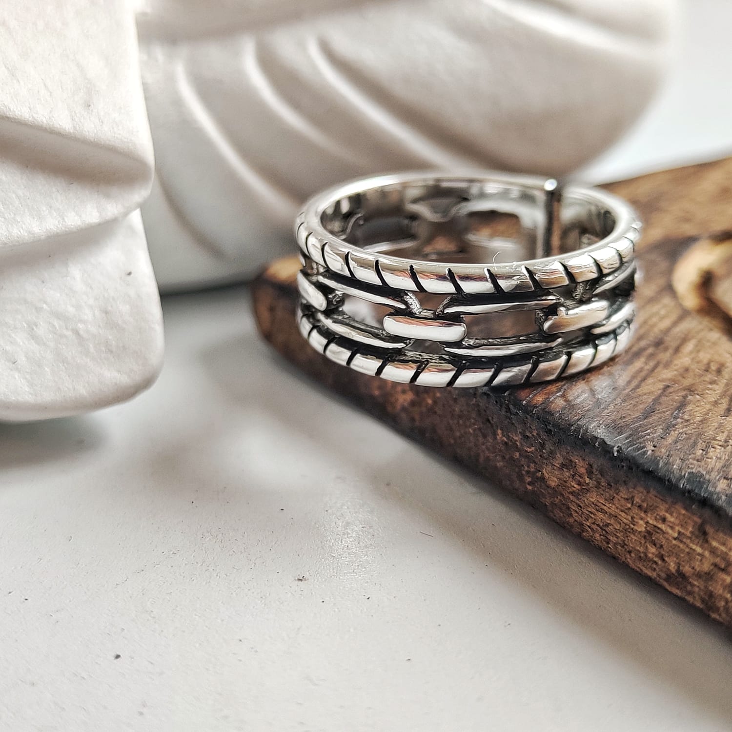 Wide Retro Woven Hemp Rope Braided Male and Female Cuff Open Ring - ScentiMelti Home Fragrance, Beauty & Gifts UK