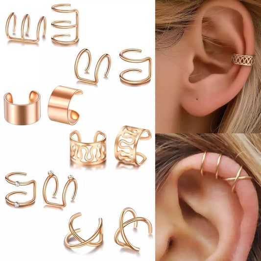 12 & 6 Piece Gold Adjustable Wire No Piercing Everyday Cartilage Helix Ear Cuff The Colourful Aura ScentiMelti Wax Melts