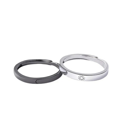 Adjustable Sterling Silver Couple Moon and Sun Promise Ring set - ScentiMelti Home Fragrance, Beauty & Gifts UK