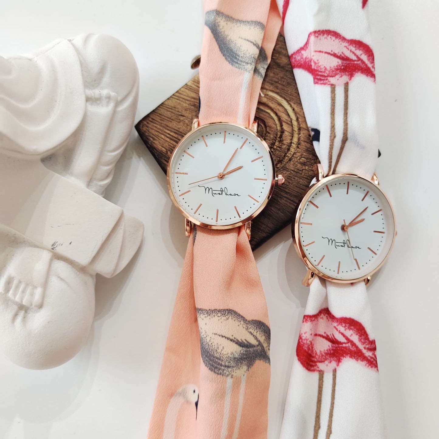 White Swan Cloth Changeable Cotton Tie Knot Strap Geneva Boho Wristwatch - ScentiMelti Home Fragrance, Beauty & Gifts UK