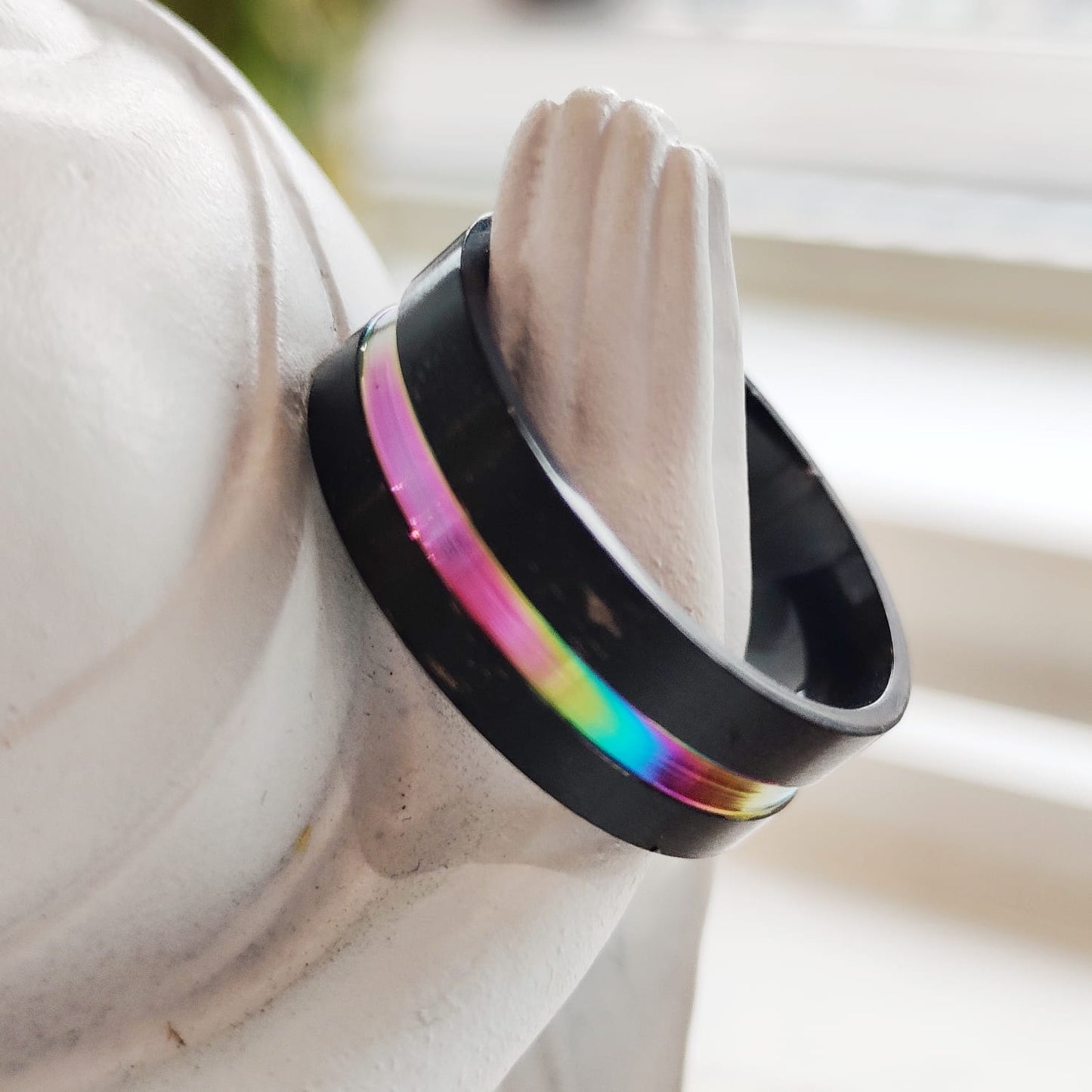 8mm Stainless Steel Unicorn Rainbow Unisex Thumb Band Ring - ScentiMelti Home Fragrance, Beauty & Gifts UK