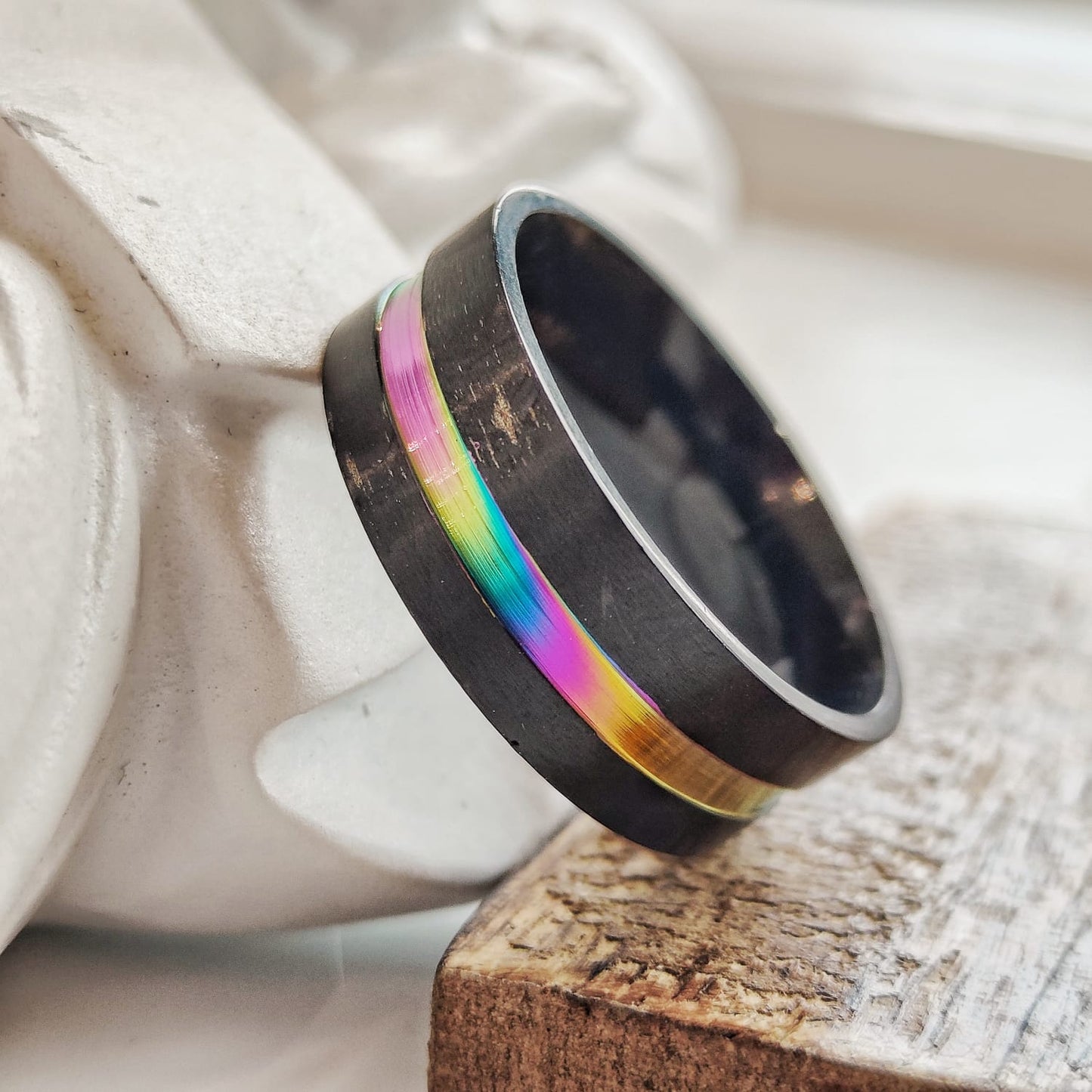 8mm Stainless Steel Unicorn Rainbow Unisex Thumb Band Ring - ScentiMelti Home Fragrance, Beauty & Gifts UK