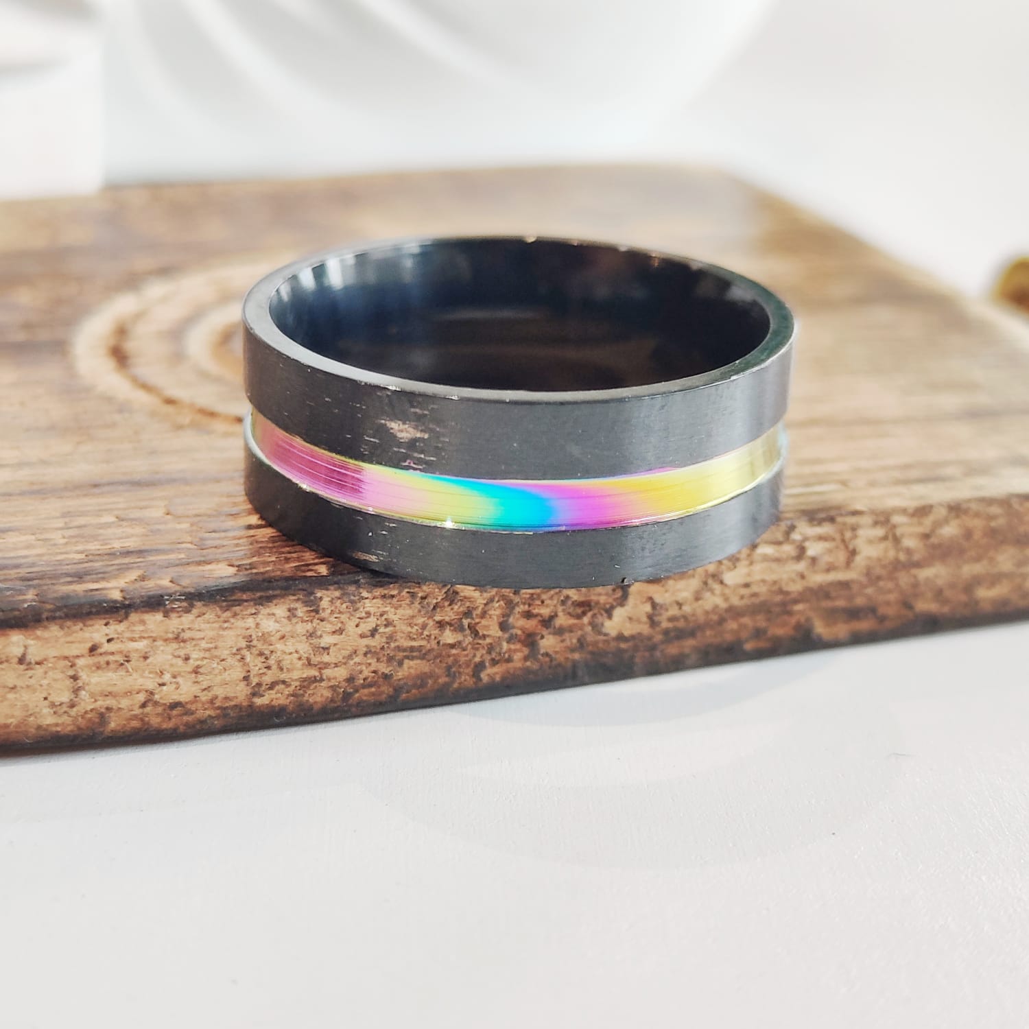 8mm Stainless Steel Unicorn Rainbow Unisex Thumb Band Ring - ScentiMelti Home Fragrance, Beauty & Gifts UK