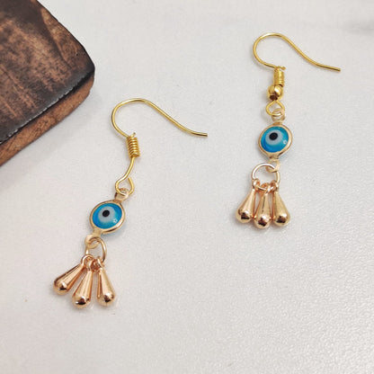 Handmade Evil Eye Protection Greek Lucky Eye Gold Dangle Drop Earrings The Colourful Aura ScentiMelti Wax Melts