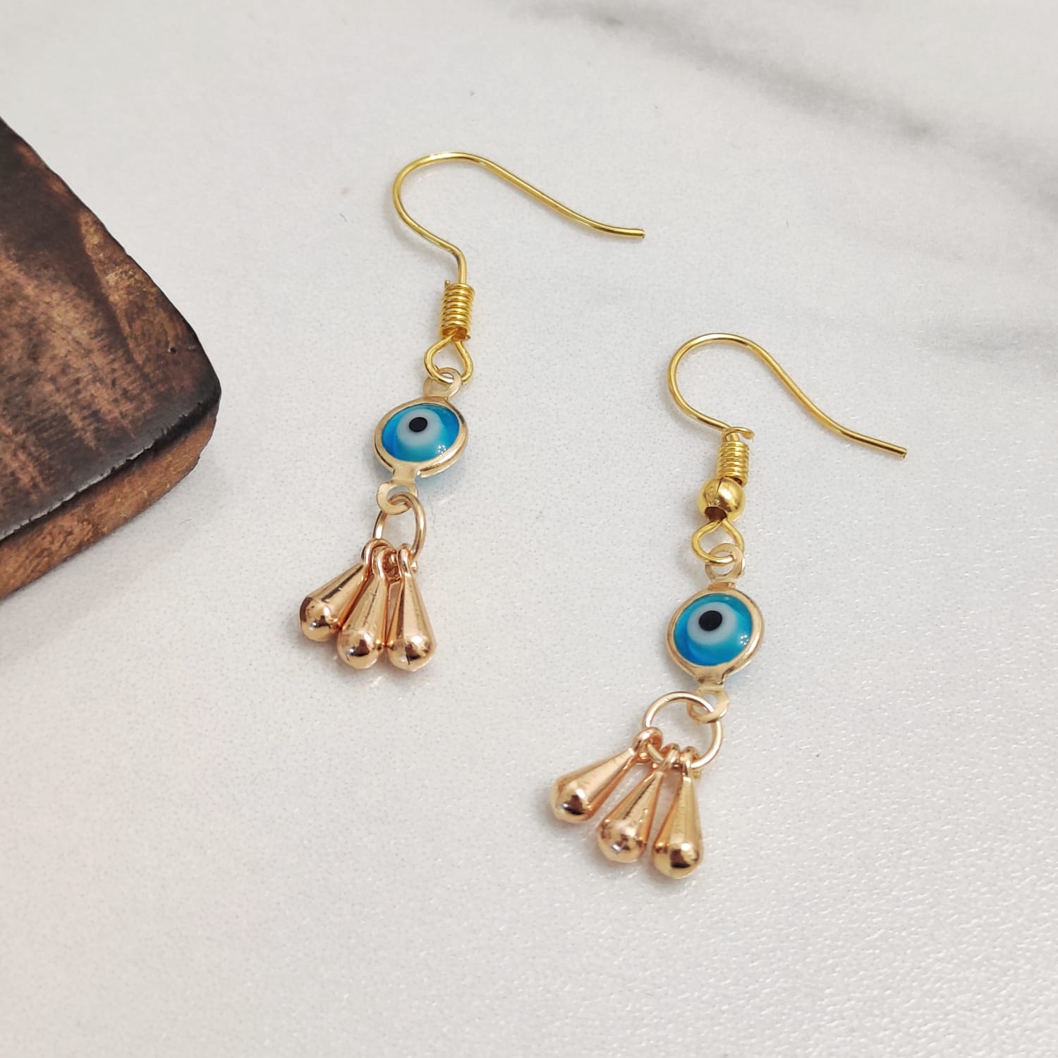 Handmade Evil Eye Protection Greek Lucky Eye Gold Dangle Drop Earrings The Colourful Aura ScentiMelti Wax Melts