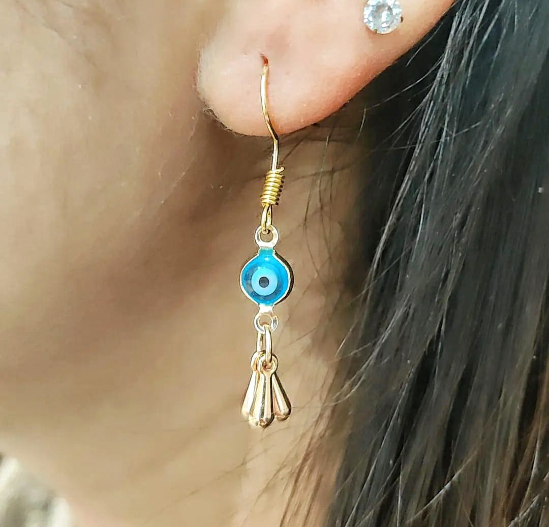 Handmade Evil Eye Protection Greek Lucky Eye Gold Dangle Drop Earrings The Colourful Aura ScentiMelti Wax Melts