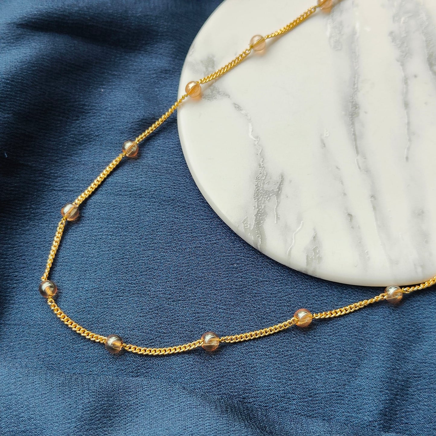 Small Gold Glass Pearl Everyday Unisex Beaded Choker Necklace - ScentiMelti Home Fragrance, Beauty & Gifts UK