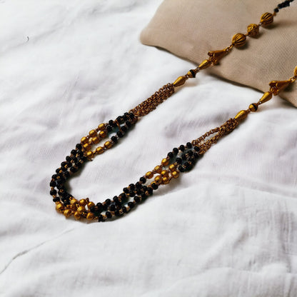 Multi Strand Gold Black Beaded Indian Asian Nazar Mangalsutra Choker Necklace - ScentiMelti Home Fragrance, Beauty & Gifts UK