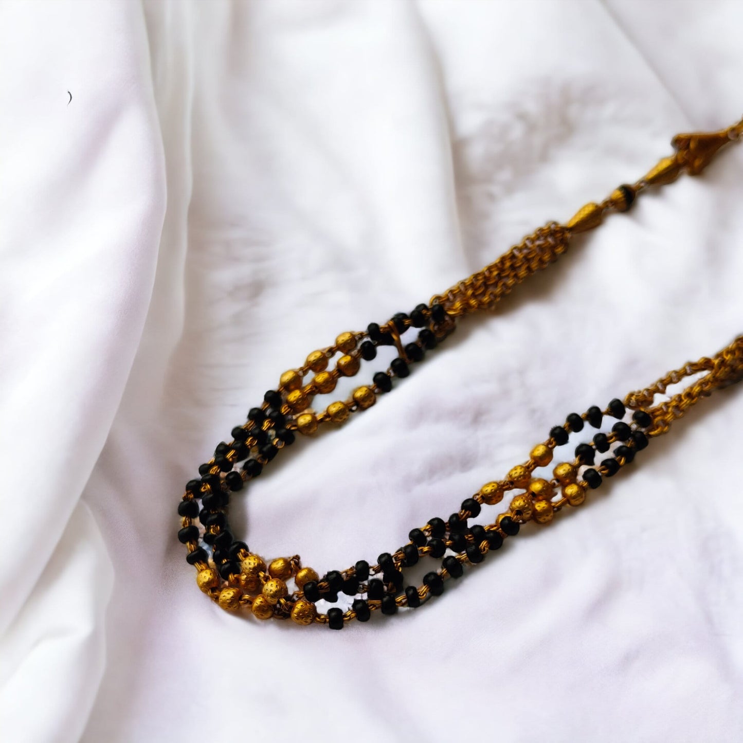 Multi Strand Gold Black Beaded Indian Asian Nazar Mangalsutra Choker Necklace - ScentiMelti Home Fragrance, Beauty & Gifts UK