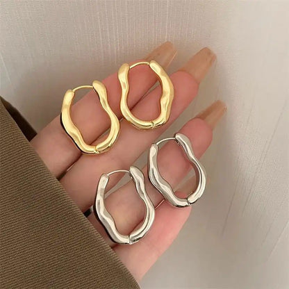 Irregular Wave Shape Oval Large Metal Luxury Earlobe Hoop Earrings The Colourful Aura ScentiMelti Wax Melts