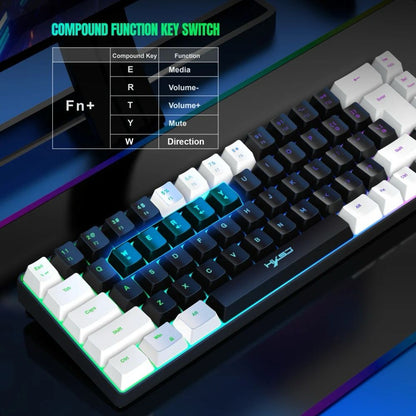 RGB Mechanical Gaming Keyboard Black-White 68 Key Red/Blue Switch ABS Caps Wired Membrane Gaming Office - ScentiMelti Home Fragrance, Beauty & Gifts UK