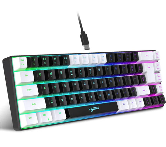 RGB Mechanical Gaming Keyboard Black-White 68 Key Red/Blue Switch ABS Caps Wired Membrane Gaming Office - ScentiMelti Home Fragrance, Beauty & Gifts UK