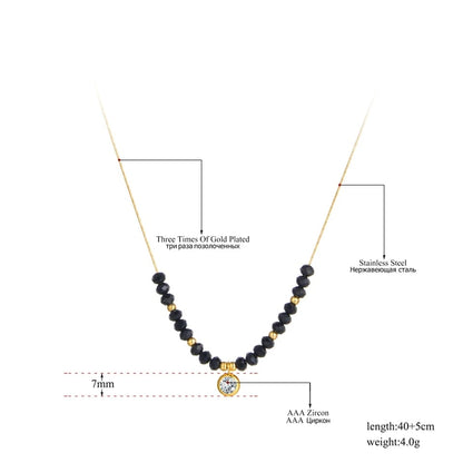 Black Crystal Round Zircon Charm Minimalistic Mangalsutra Necklace - ScentiMelti Home Fragrance, Beauty & Gifts UK