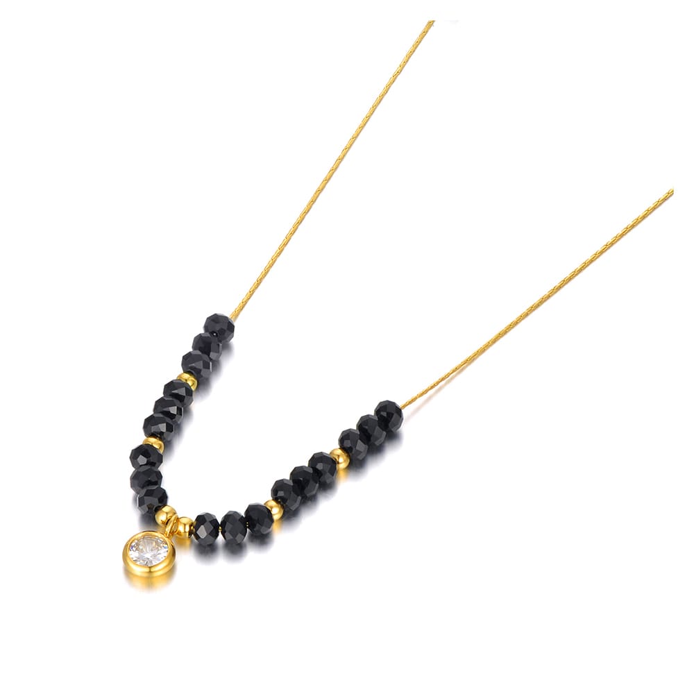 Black Crystal Round Zircon Charm Minimalistic Mangalsutra Necklace - ScentiMelti Home Fragrance, Beauty & Gifts UK