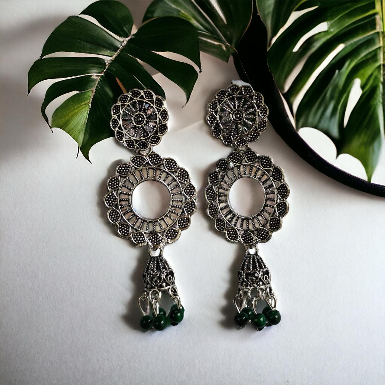 Indian Boho Oxidised Drop Ethnic Jhumkis Earrings The Colourful Aura ScentiMelti Wax Melts