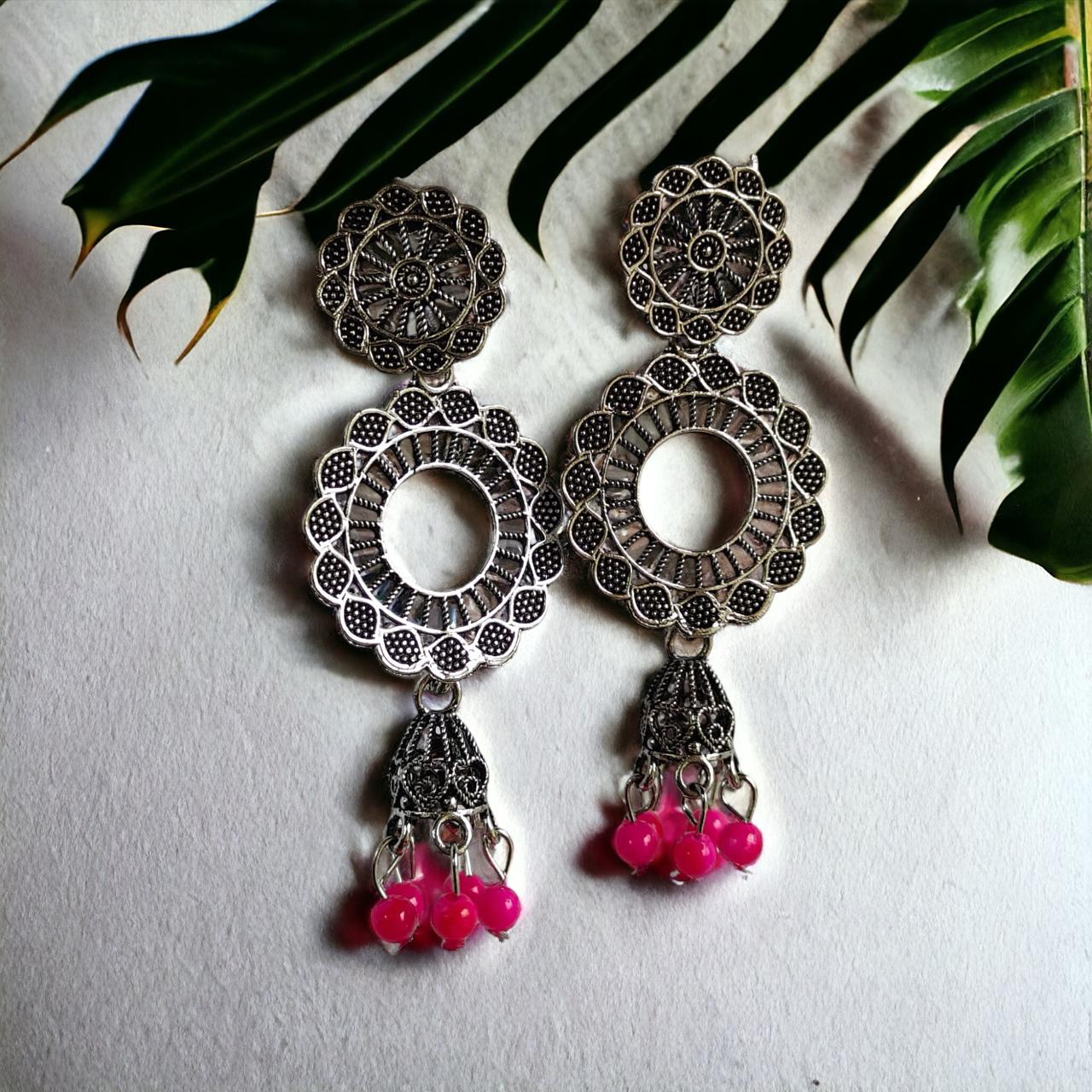 Indian Boho Oxidised Drop Ethnic Jhumkis Earrings The Colourful Aura ScentiMelti Wax Melts