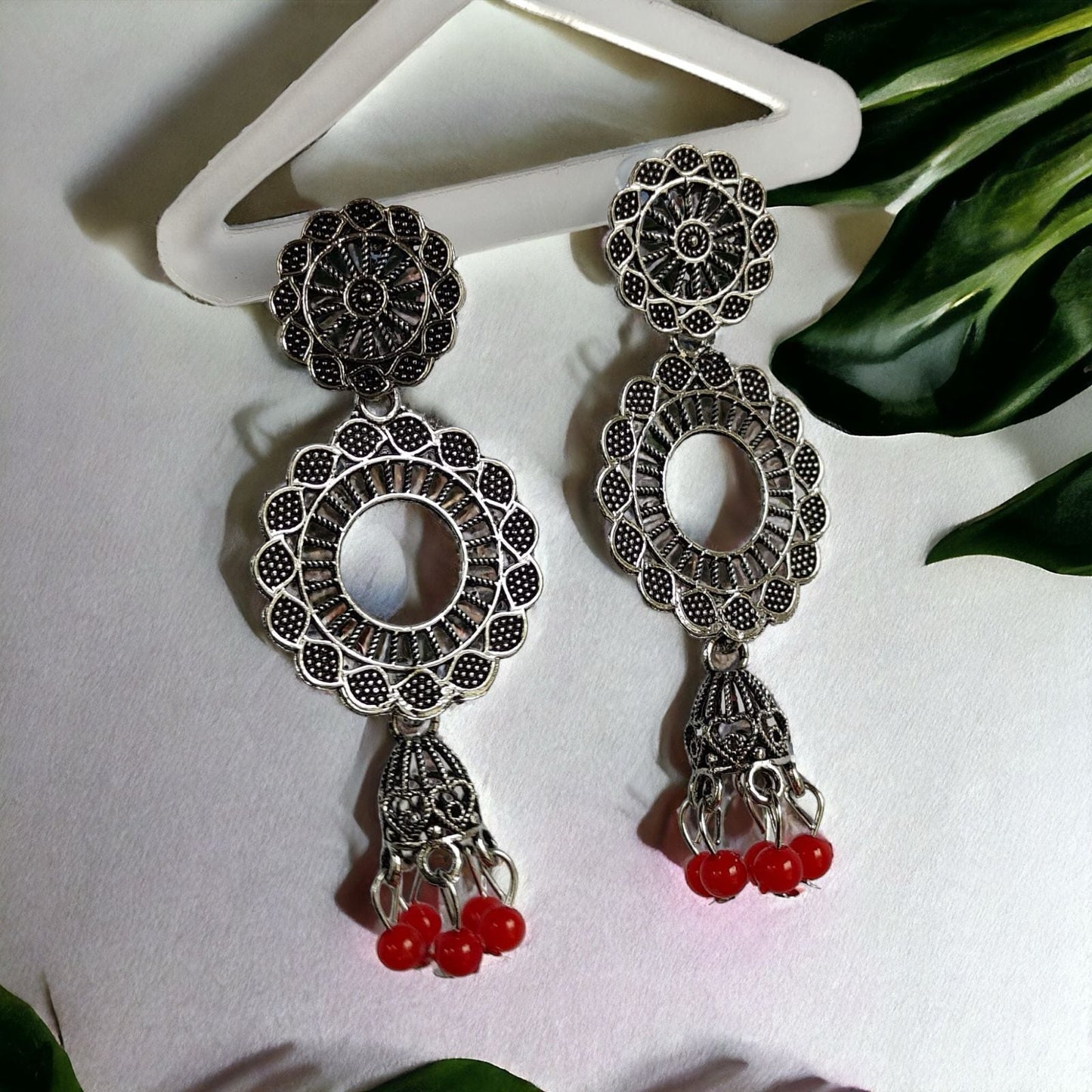 Indian Boho Oxidised Drop Ethnic Jhumkis Earrings The Colourful Aura ScentiMelti Wax Melts