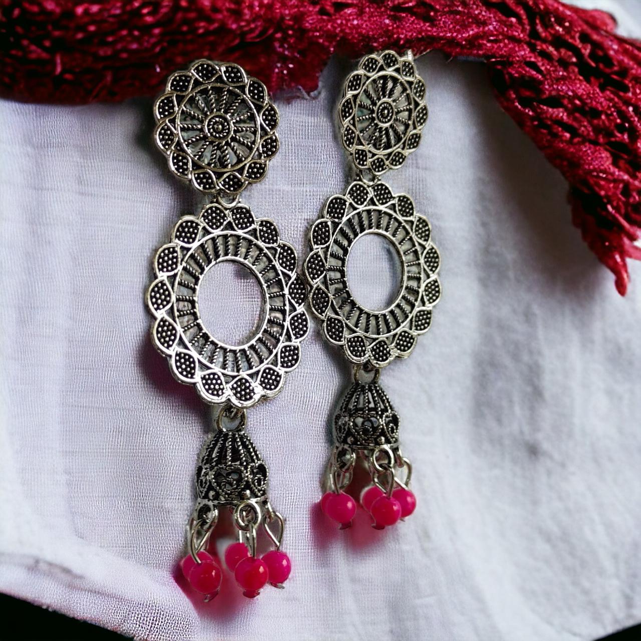 Indian Boho Oxidised Drop Ethnic Jhumkis Earrings The Colourful Aura ScentiMelti Wax Melts