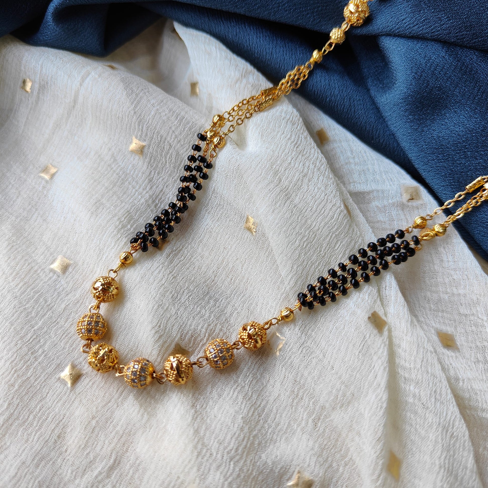 Gold Black Beaded Indian Asian Nazar Mangalsutra Choker Necklace - ScentiMelti Home Fragrance, Beauty & Gifts UK