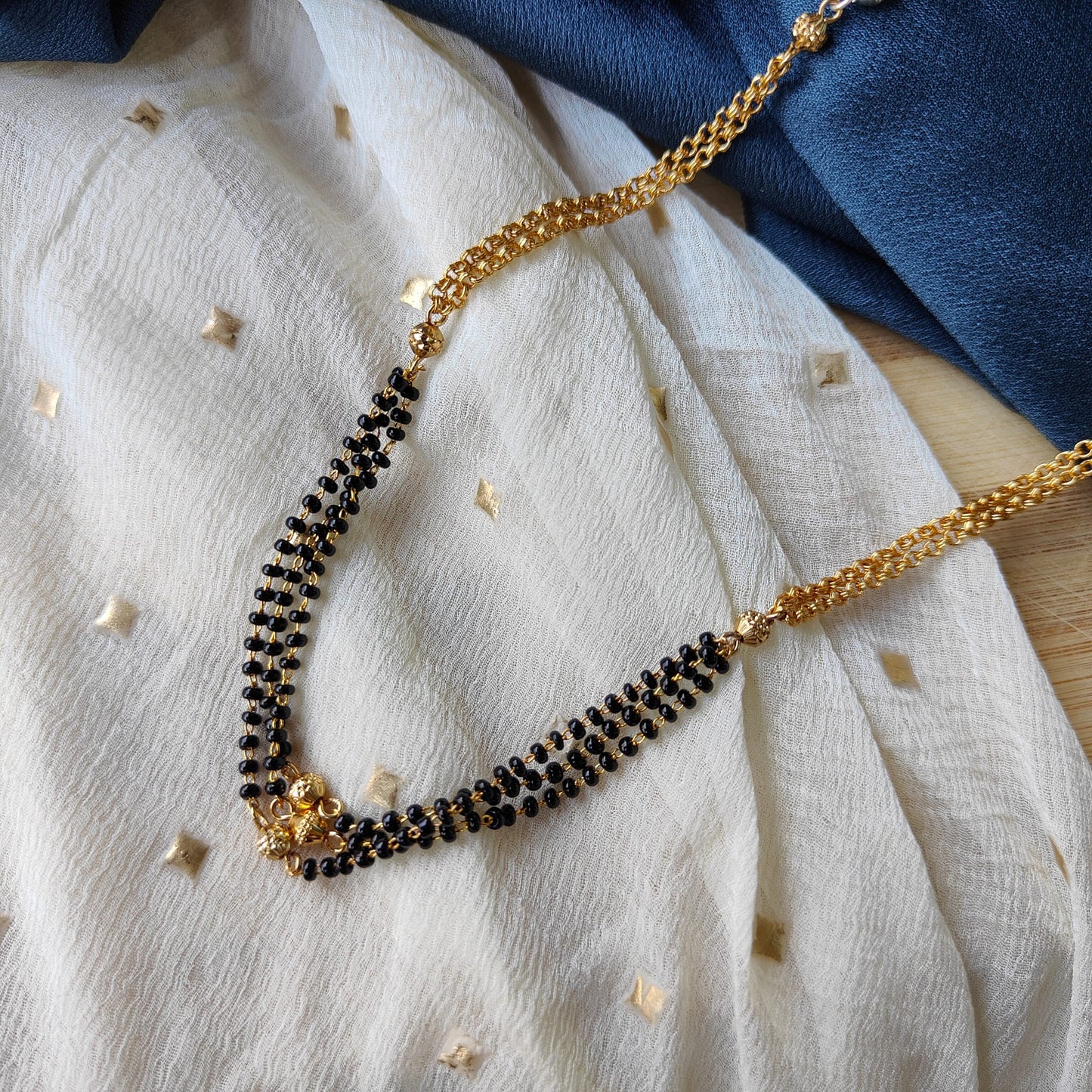 Gold Black Beaded Indian Asian Nazar Mangalsutra Choker Necklace - ScentiMelti Home Fragrance, Beauty & Gifts UK