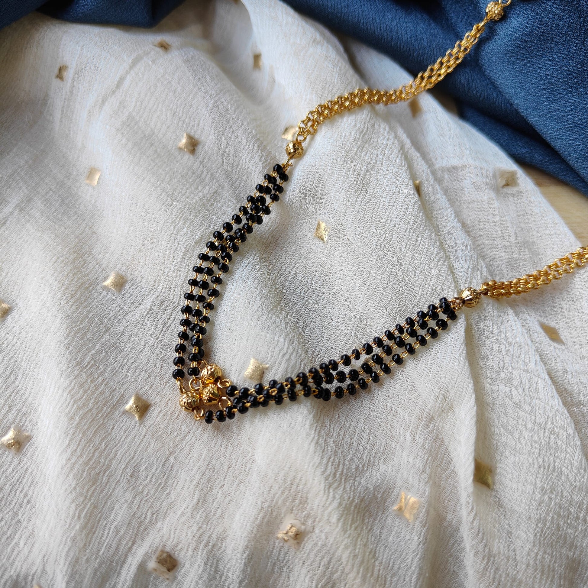 Gold Black Beaded Indian Asian Nazar Mangalsutra Choker Necklace - ScentiMelti Home Fragrance, Beauty & Gifts UK