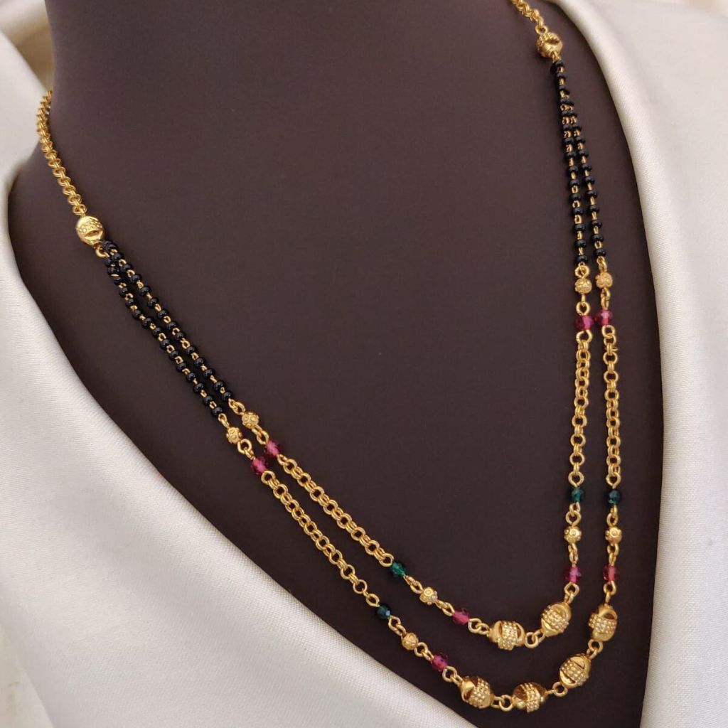 Two layer gold beaded indian traditional mangalsutra necklace - ScentiMelti Home Fragrance, Beauty & Gifts UK