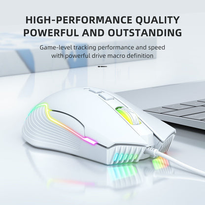 Adjustable 6400 DPI Wired LED Gaming Mouse with Breathing LED Colors White - ScentiMelti Home Fragrance, Beauty & Gifts UK