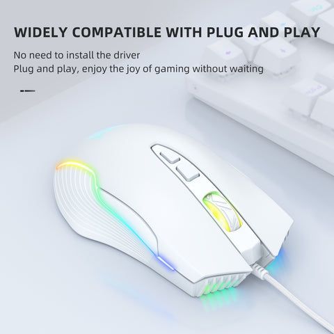 Adjustable 6400 DPI Wired LED Gaming Mouse with Breathing LED Colors White - ScentiMelti Home Fragrance, Beauty & Gifts UK