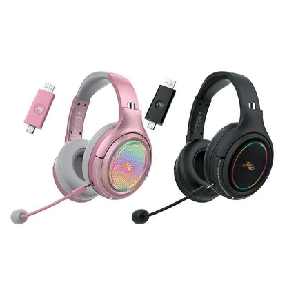 wireless headset 2.4G Low Latency Gaming Headset LED RGB Microphone Pink / Black - ScentiMelti Home Fragrance, Beauty & Gifts UK