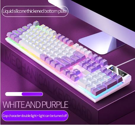 LED hybrid Backlit Keyboard 104key Water Resistant Black/ White/ Blue/ Pink/ Purple / Mixed colours - ScentiMelti Home Fragrance, Beauty & Gifts UK