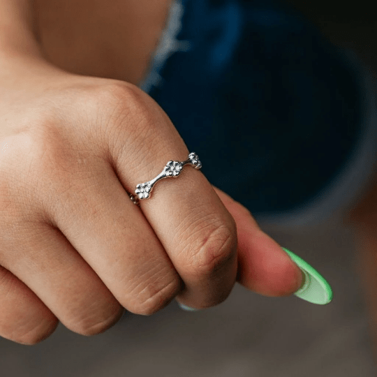 Adjustable Dainty Silver Floral Slim Stacking Simple Daisy Ring - ScentiMelti Home Fragrance, Beauty & Gifts UK