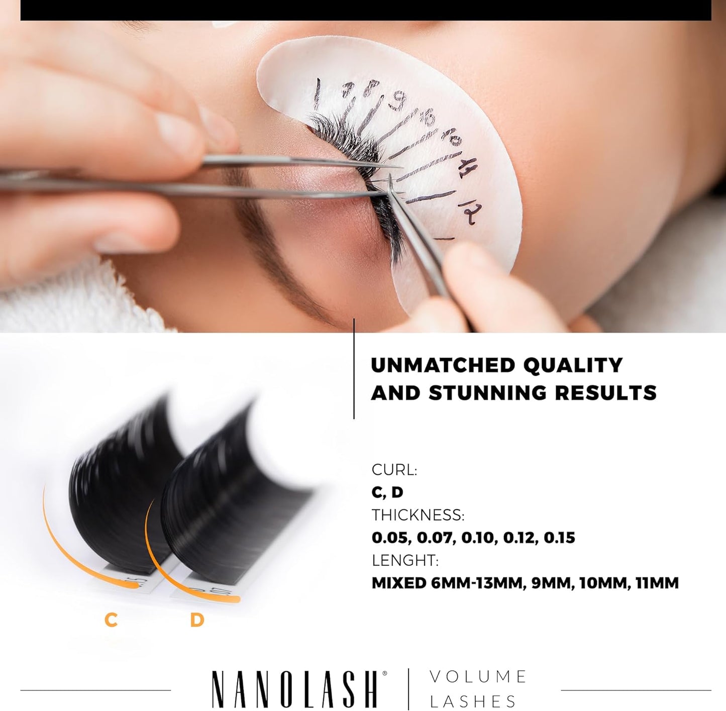 Nanolash Volume Lashes - false lashes for professional eyelash extensions, volume eyelash extensions (0.05 C, 11mm) Beauty Goddess ScentiMelti Wax Melts